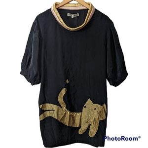 Tsumori Chisato Cat Print Silk Dress